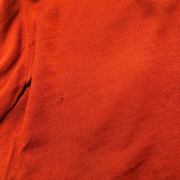 Neiman Marcus Orange Quarter-Zip Men's Sweater - Picture 6 of 7
